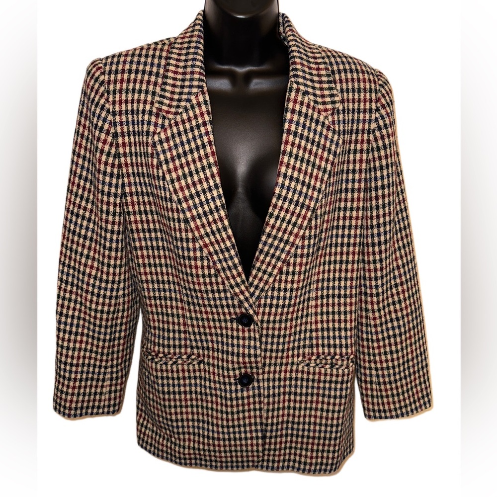 REQUIREMENTS Vintage 90s Button Up Plaid Knit Blazer